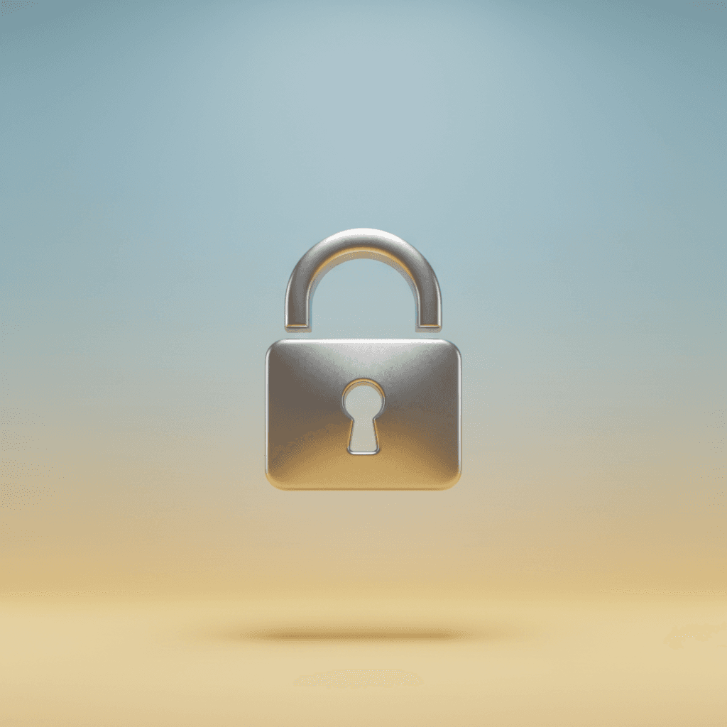 Cadenas posé sur une surface épurée, symbole de la protection des données