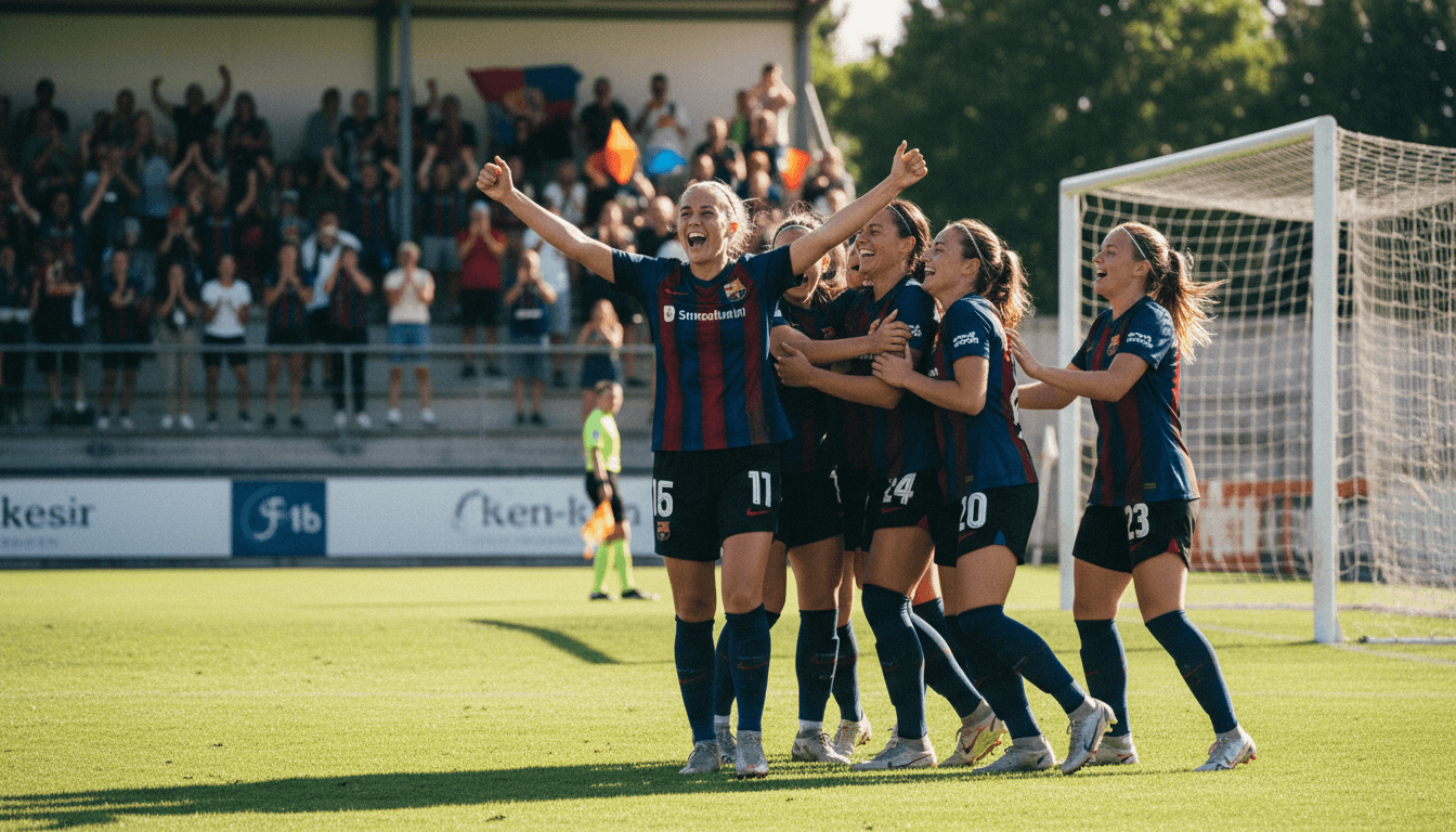 Footballeuse célébrant un but avec ses coéquipières