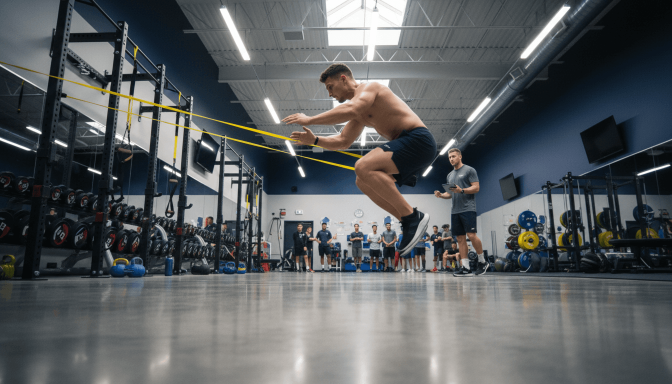 Jeune athlète dans une installation d'entraînement professionnelle