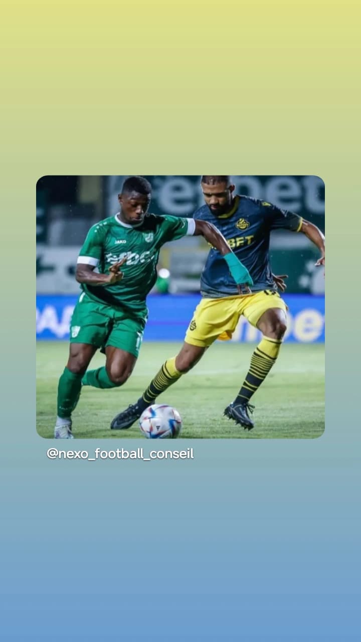 Deux joueurs de football s'affrontent pour le contrôle du ballon sur une pelouse verte.